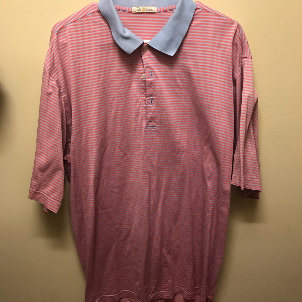 Peter Millar Pink and Blue Striped Polo Shirt